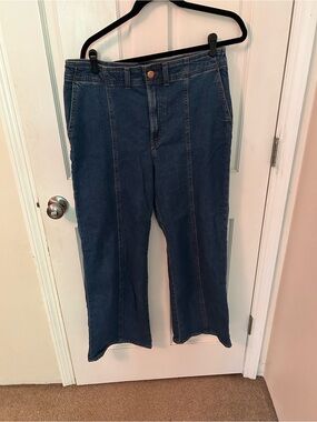 LOFT Dark Blue Wide-Leg High-Rise Jeans